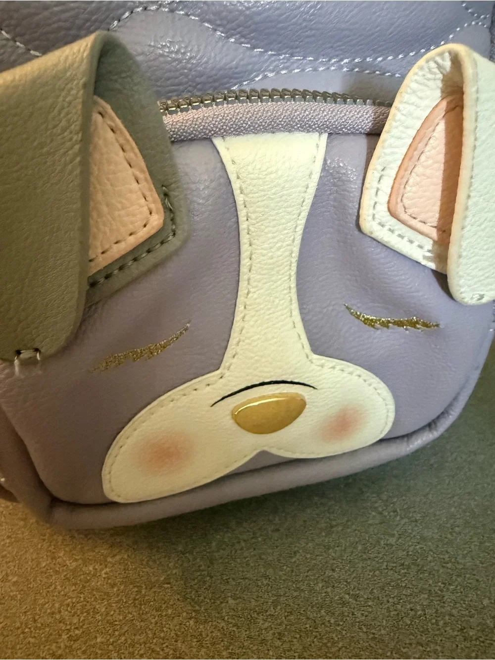 Betsey Johnson Lilac Quilted Puppy Applique Mini Backpack